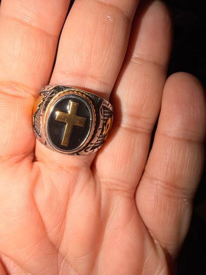 316L Stainless steel Cross Men Unisex  Ring color Gold/Silver/Black