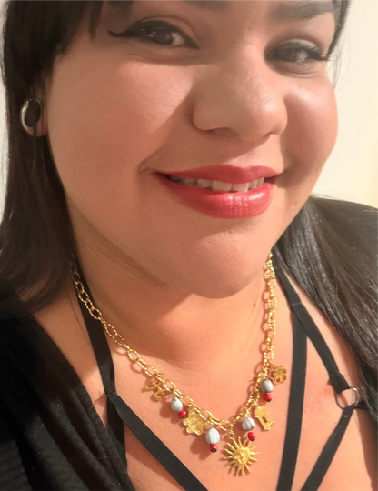 Stainless Steel 316l Puerto Rico Charm necklace with native seeds