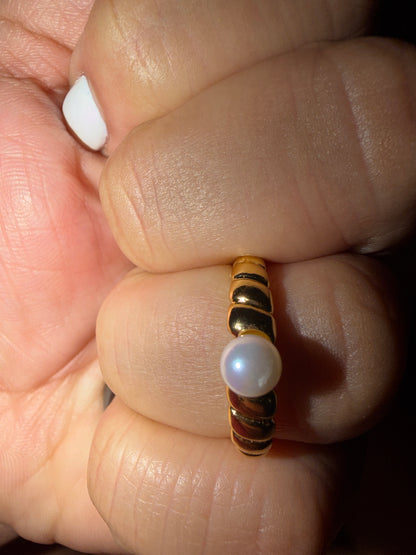 316L Adjustable Stainless steel  Women Ring color Gold/pearl