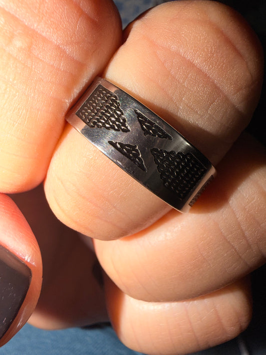 316L Stainless steel Men Unisex  Ring color Silver/Black