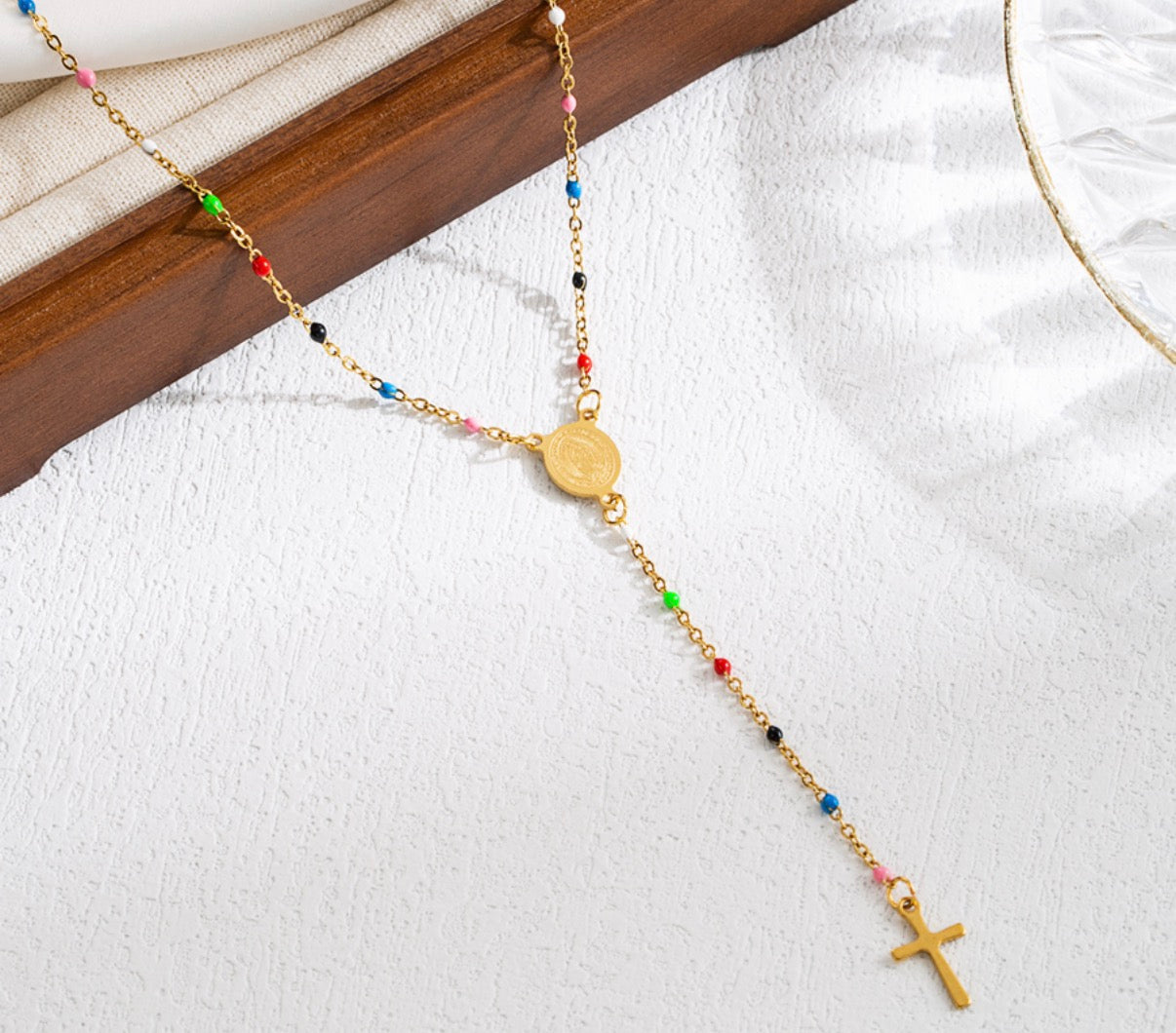 Stainless steel 316L Multicolor Rosary Necklace