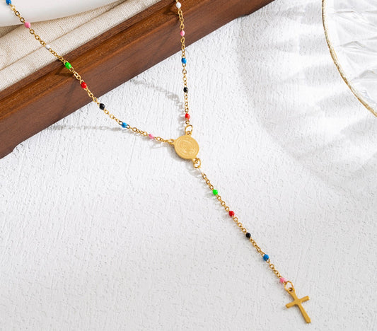 Stainless steel 316L Multicolor Rosary Necklace