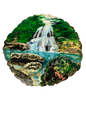 Cascada Gozalandia en San Sebastían Paisaje pintado en madera - Waterfall Gozalandía in San Sebastían Puerto Rico Land scape wood painting